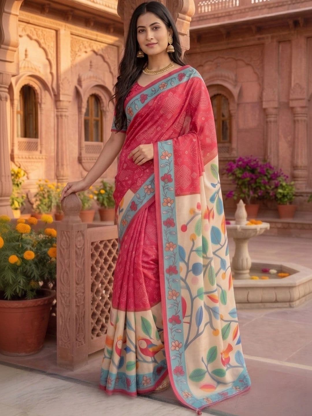 BORAD FASHION Kalamkari Designer Chanderi Saree thumbnail 4