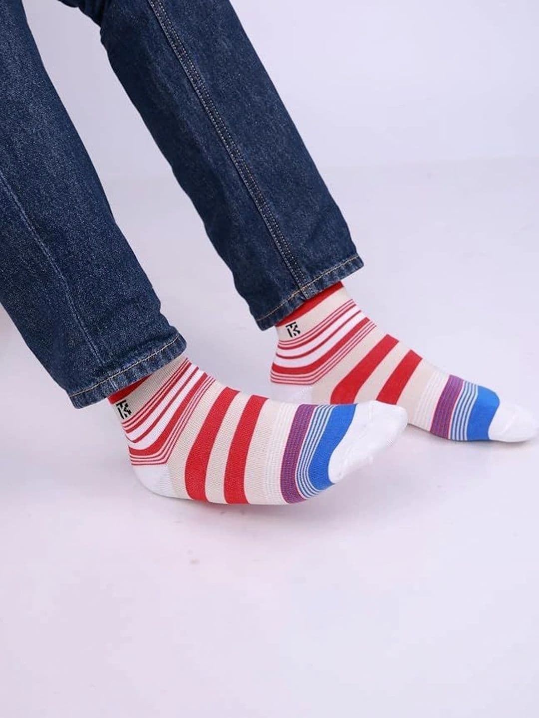 Kikitoes Men Pack of 3 Bamboo Crew Socks Striped Ribbed Soft Breathable thumbnail 2