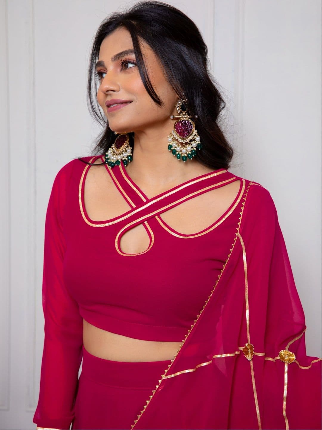 NEW UNIQUE DESI Embellished Ready to Wear Lehenga & Blouse Taping thumbnail 5