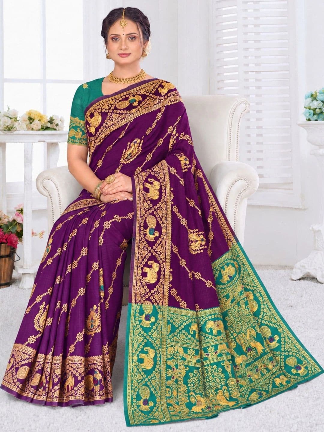Dimaxi Vastra Ethnic Motifs Zari Silk Blend Kota Saree thumbnail 7