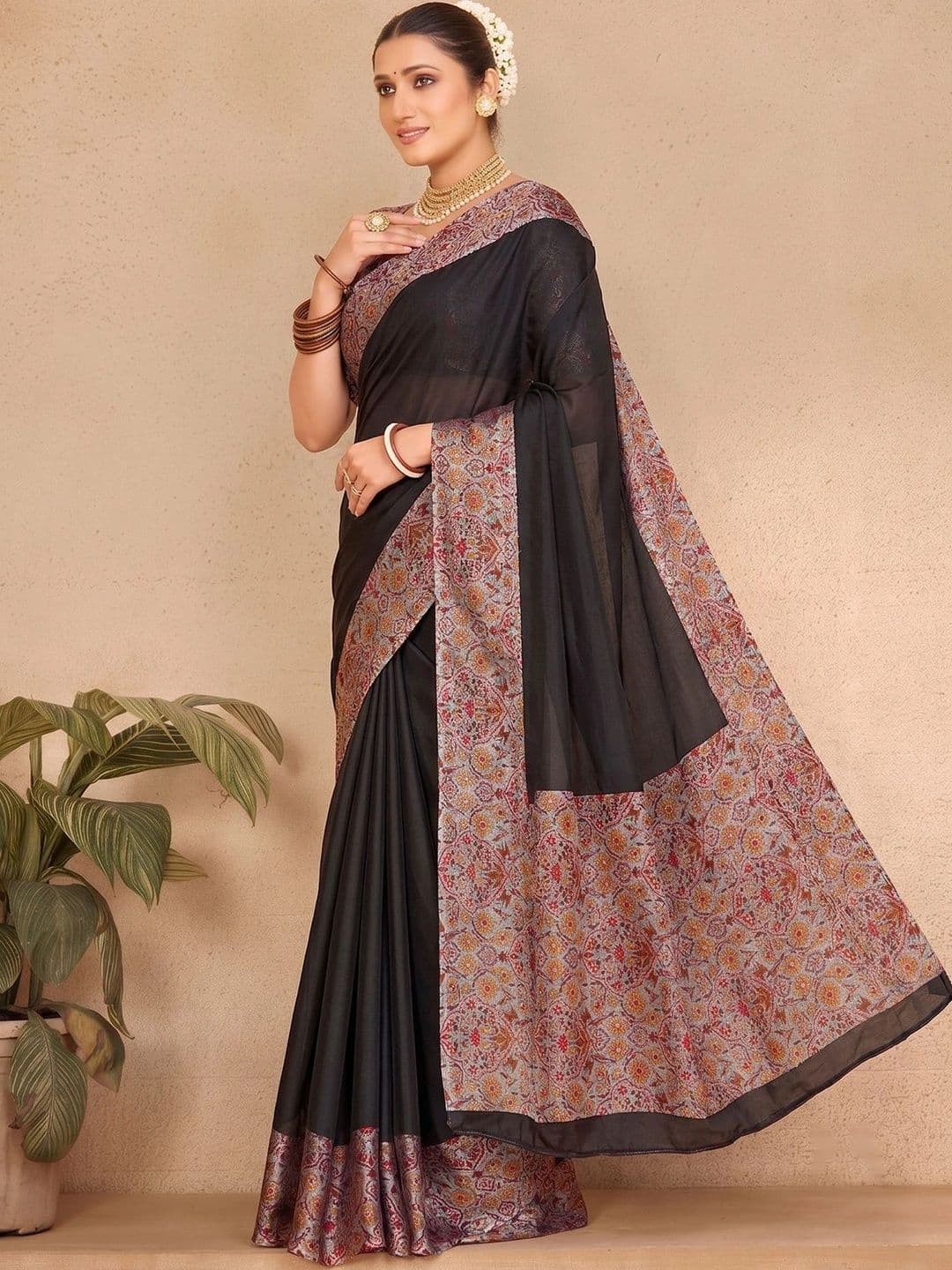 Vipul Woven Design Zari Pure Chiffon Designer Saree thumbnail 3