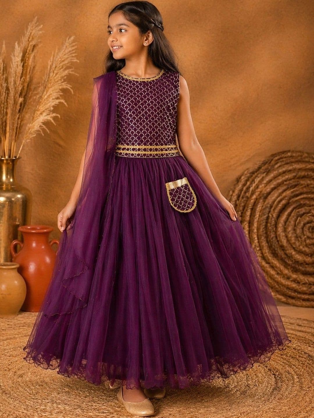 BAESD Girls Embroidered Ready to Wear Lehenga & Blouse Taping - view 1