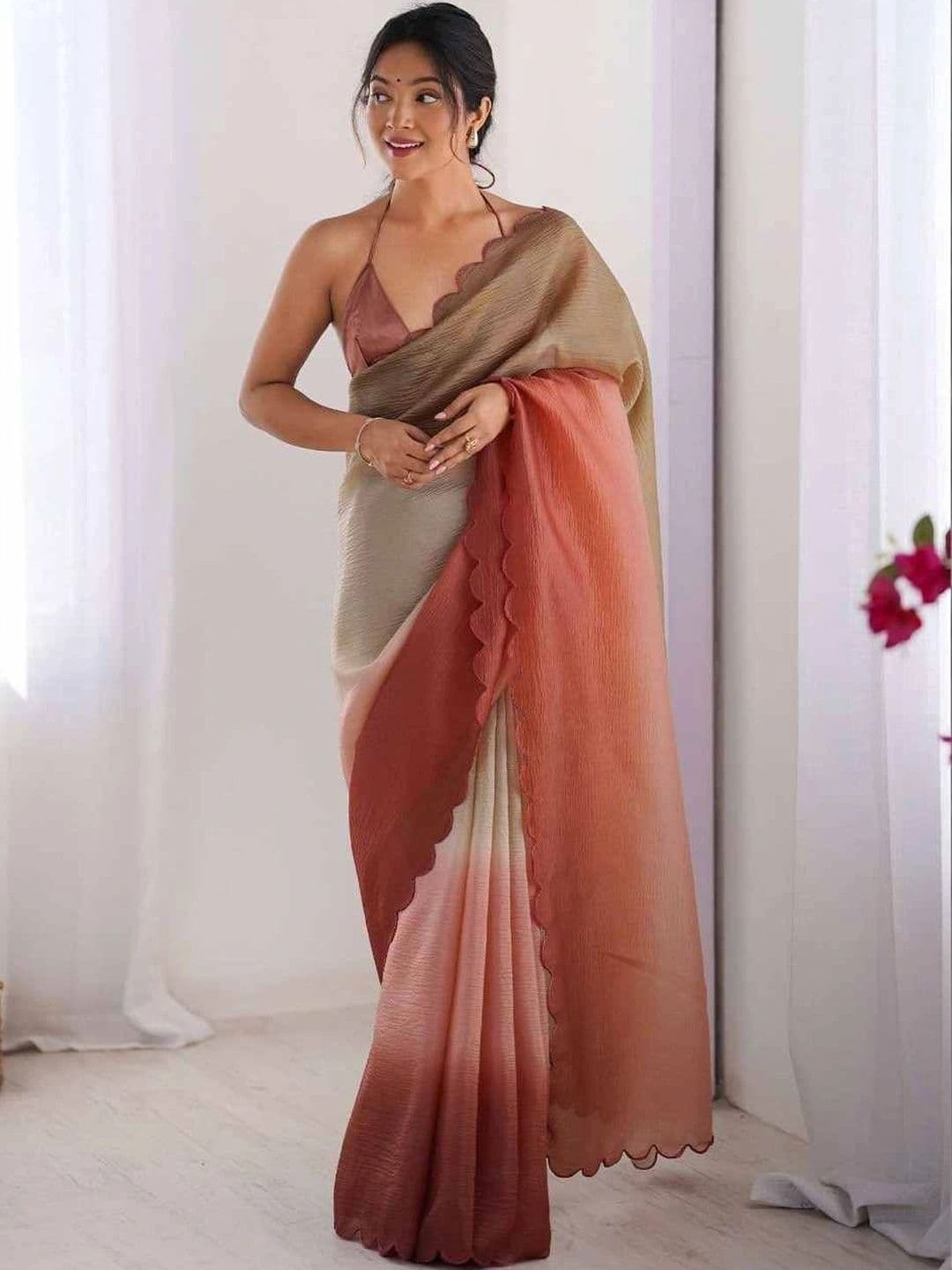ASCIIBLUES Ombre Silk Blend Kanjeevaram Saree - view 1