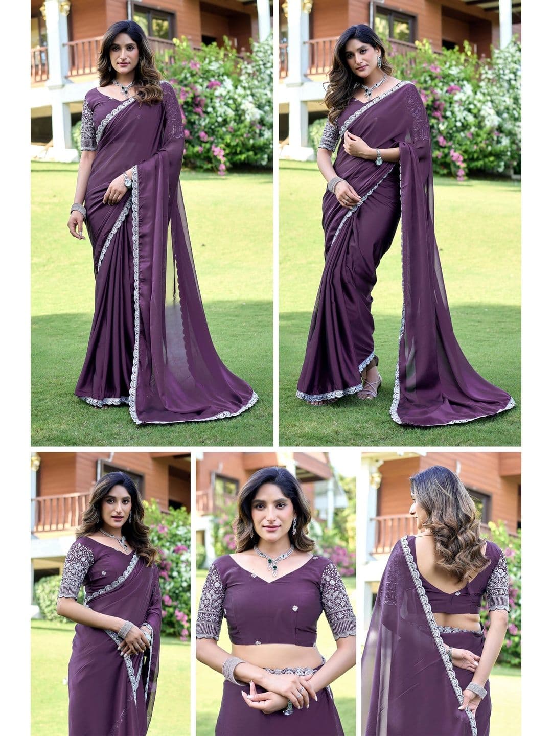 K 5 Fashion Ethnic Motifs Embroidered Pure Georgette Fusion Ikat Saree thumbnail 6