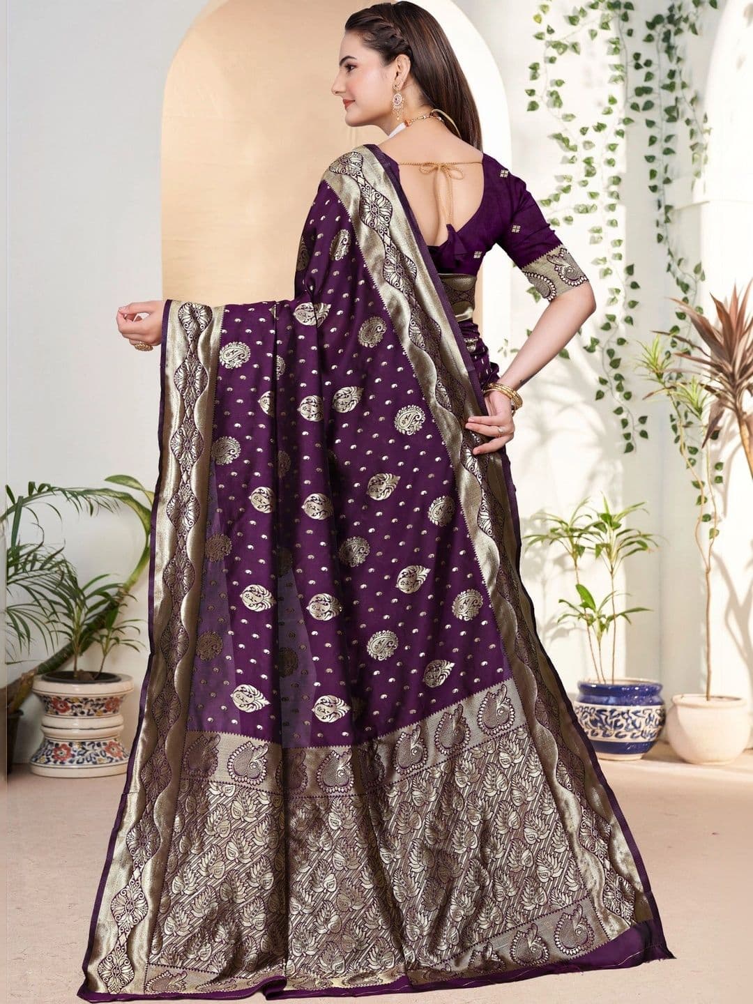 revika Woven Design Zari Art Silk Designer Kanjeevaram Saree thumbnail 6