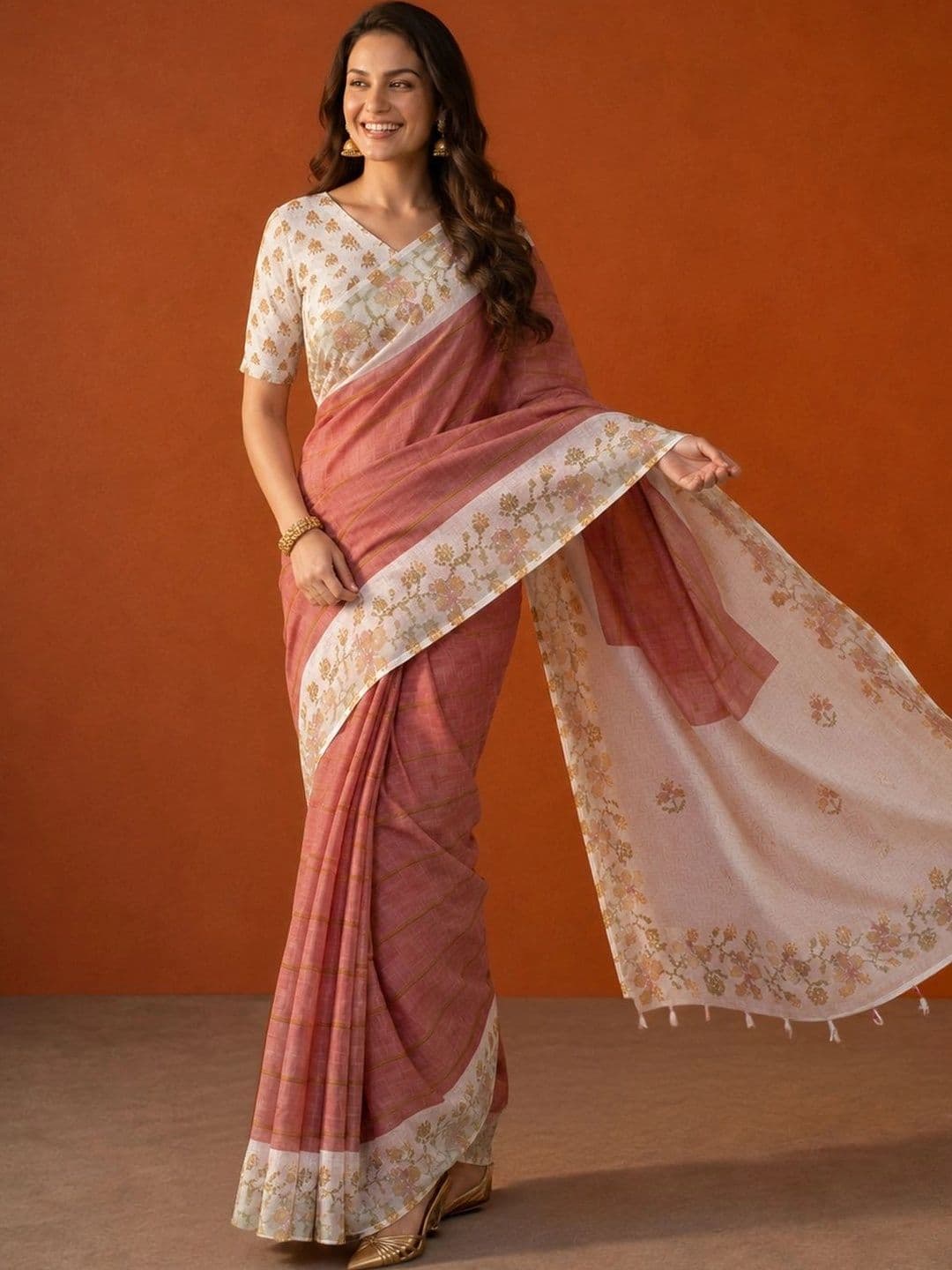 Suha Floral Silk Blend Saree thumbnail 4