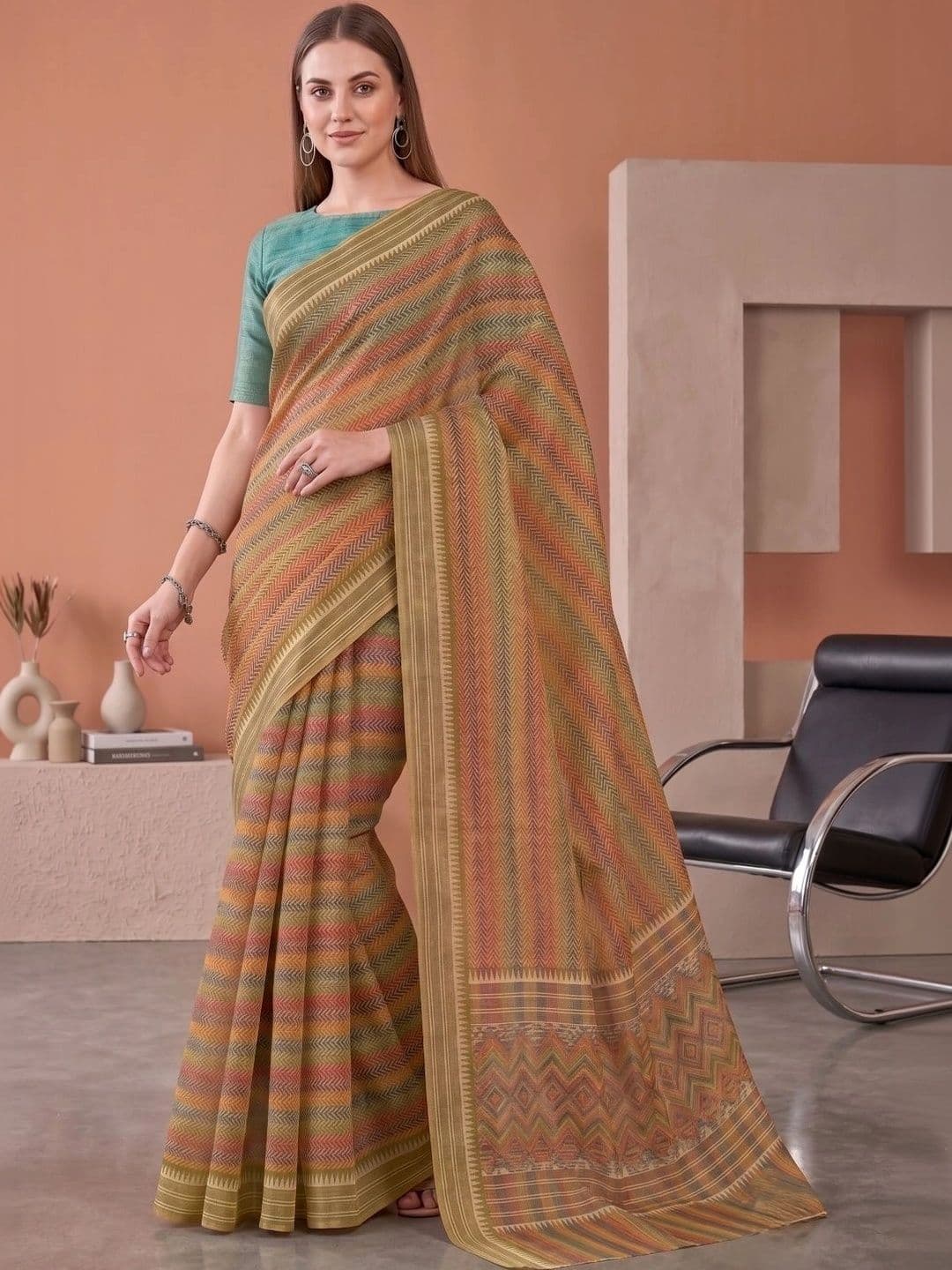 BORAD FASHION Designer Chanderi Saree thumbnail 2
