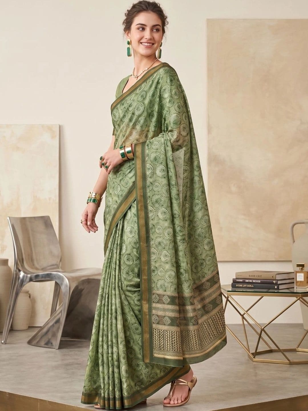 BORAD FASHION Designer Chanderi Saree thumbnail 3