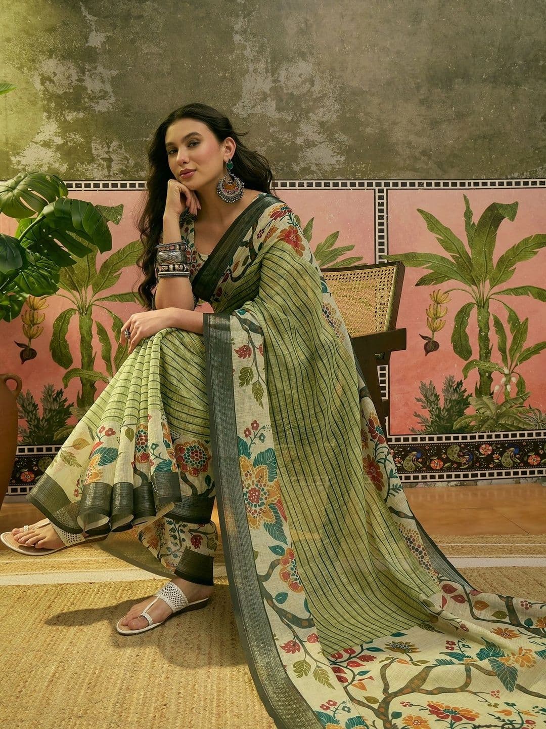 Suha Floral Saree thumbnail 5