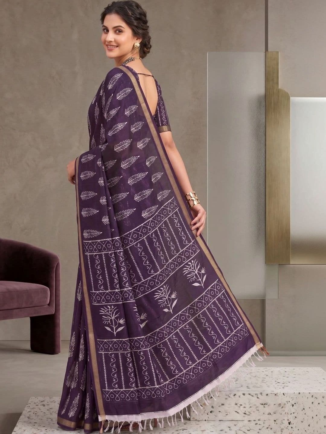 BORAD FASHION Designer Chanderi Saree thumbnail 4