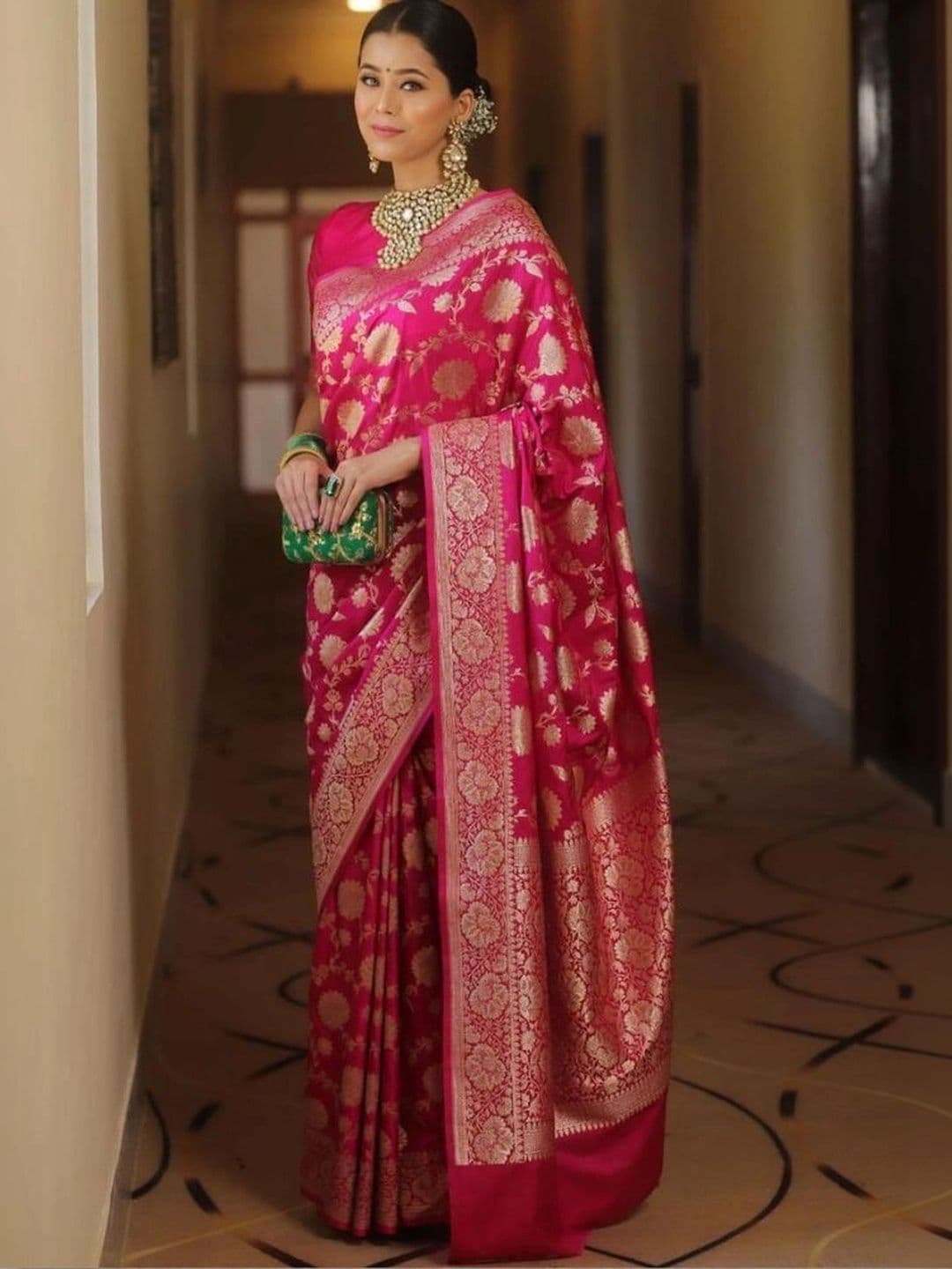 revika Woven Design Zari Art Silk Designer Kanjeevaram Saree thumbnail 4