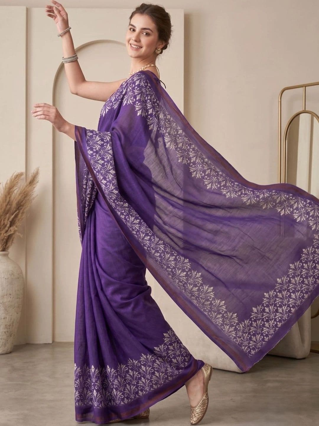 BORAD FASHION Designer Chanderi Saree thumbnail 2