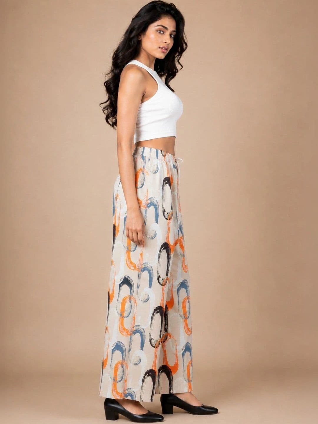 VSP CREATION Women Printed Chambray Palazzos thumbnail 4