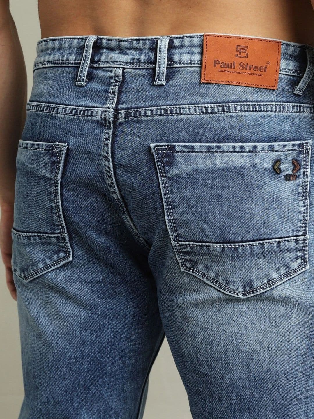 PAUL STREET Men Comfort Relaxed Fit Mid-Rise Light Fade Stretchable Jeans thumbnail 3