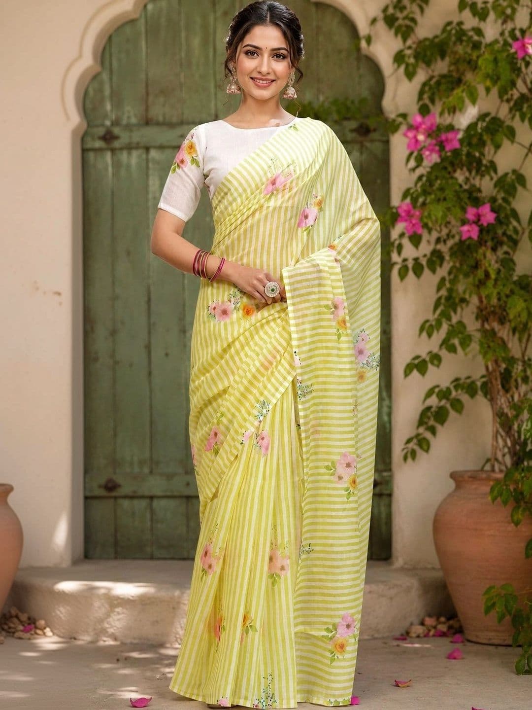 BORAD FASHION Floral Designer Chanderi Saree - view 1