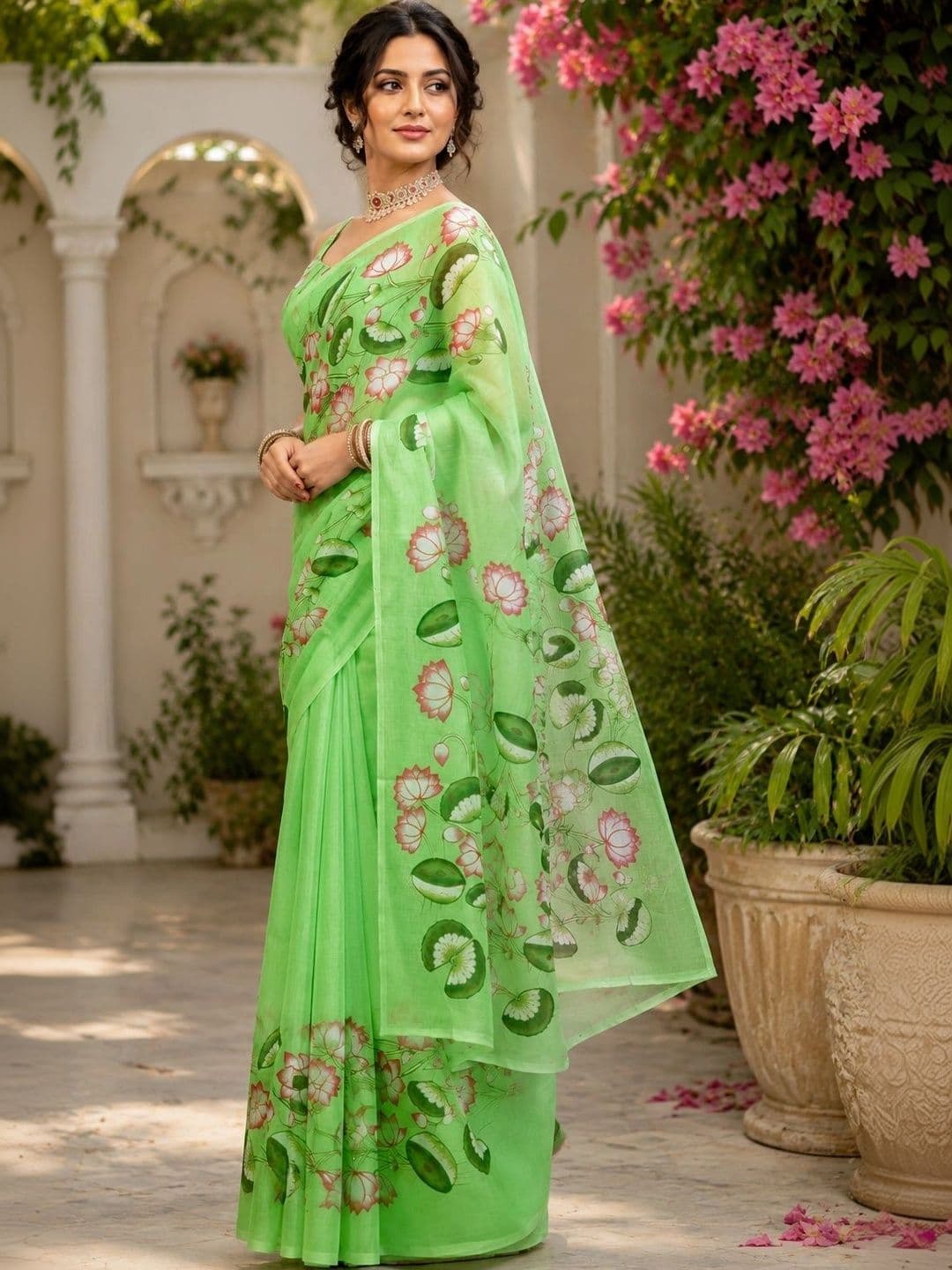 BORAD FASHION Floral Designer Chanderi Saree thumbnail 3