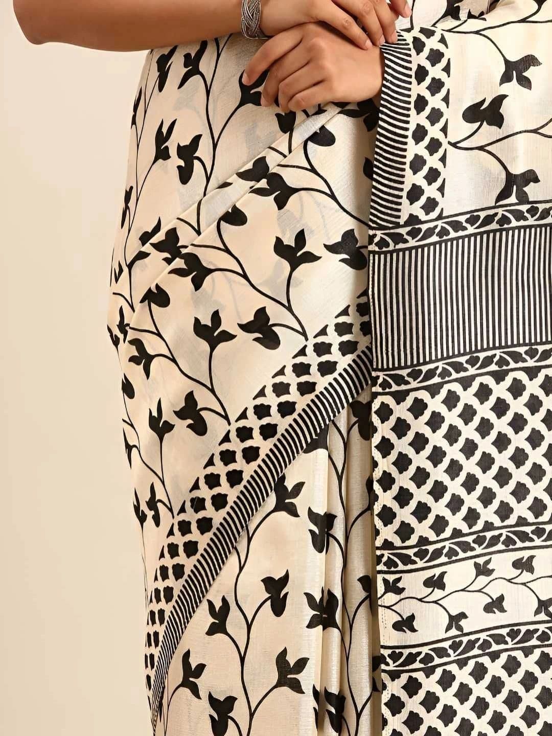 Taashi Floral Tussar Saree thumbnail 5