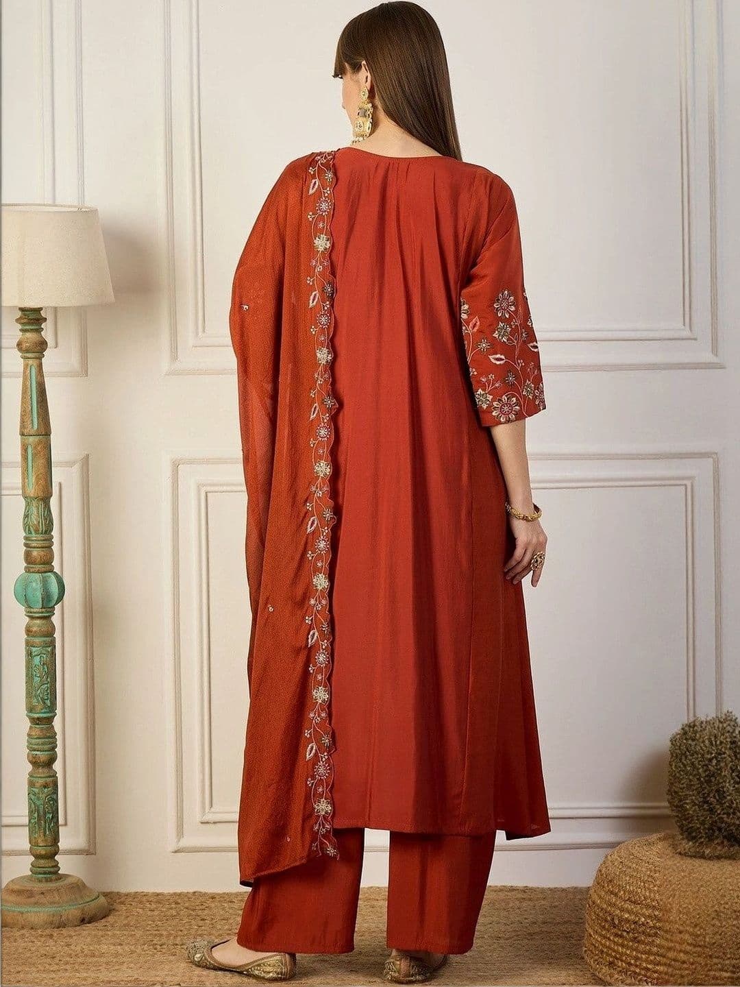UDBHAV EXPORT Women Ethnic Motifs Embroidered Regular Thread Work Kurta ,Palazzos ,Dupatta thumbnail 3