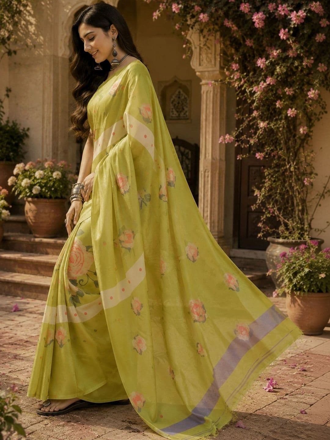 BORAD FASHION Women Fusion Chanderi Saree thumbnail 2