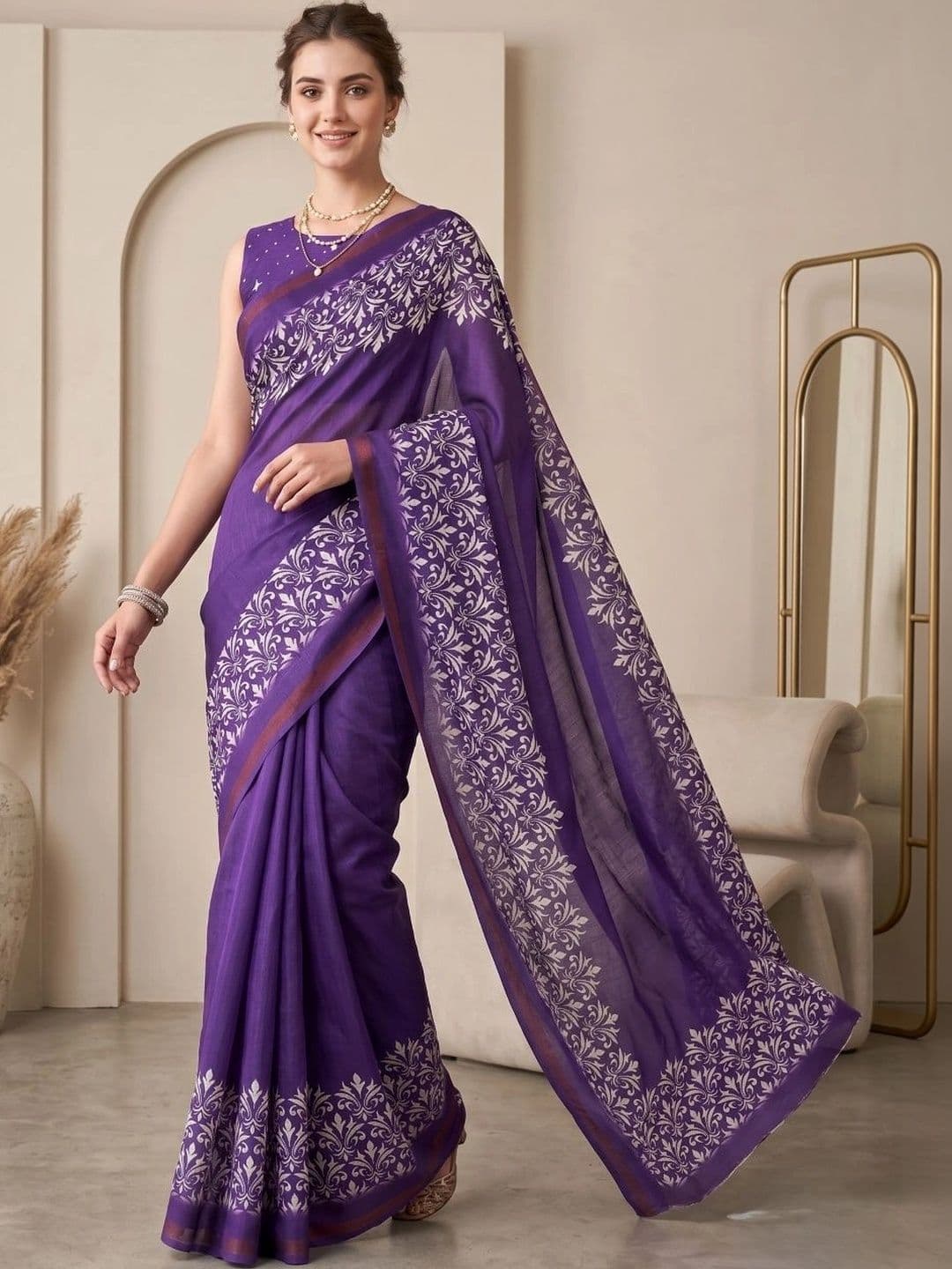 BORAD FASHION Designer Chanderi Saree thumbnail 3