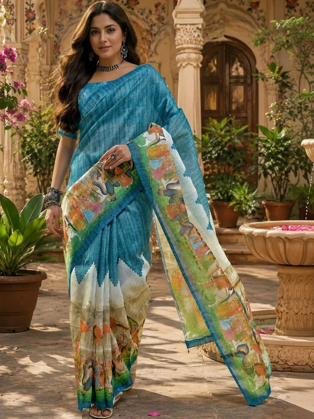 BORAD FASHION Striped Designer Chanderi Saree - view 1