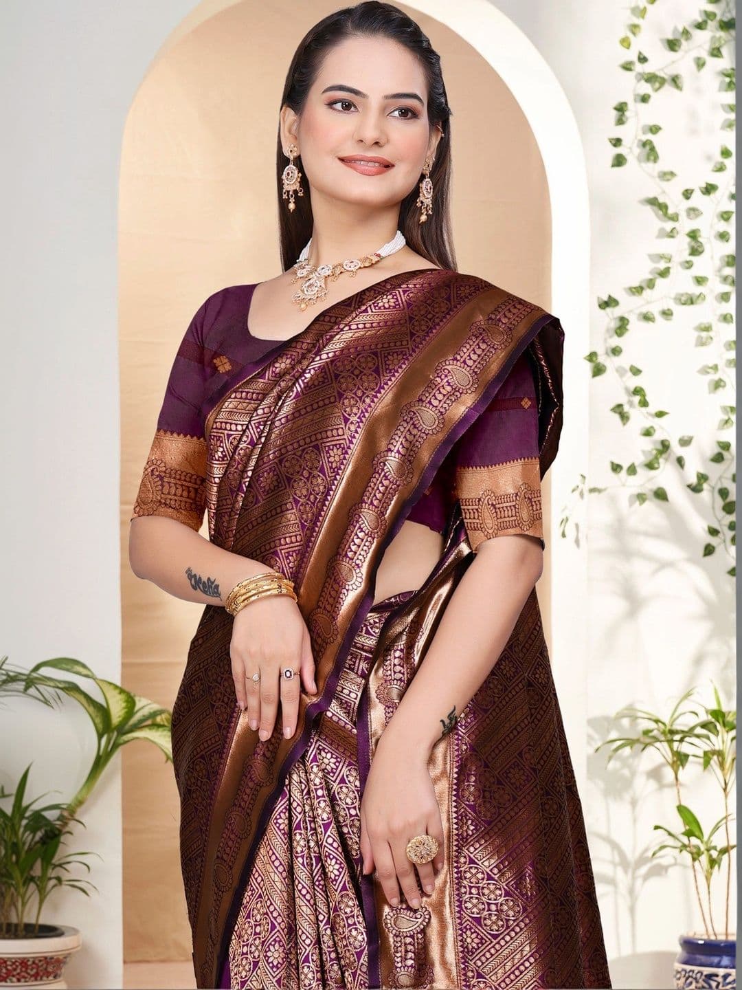 revika Woven Design Art Silk Designer Kanjeevaram Saree thumbnail 2