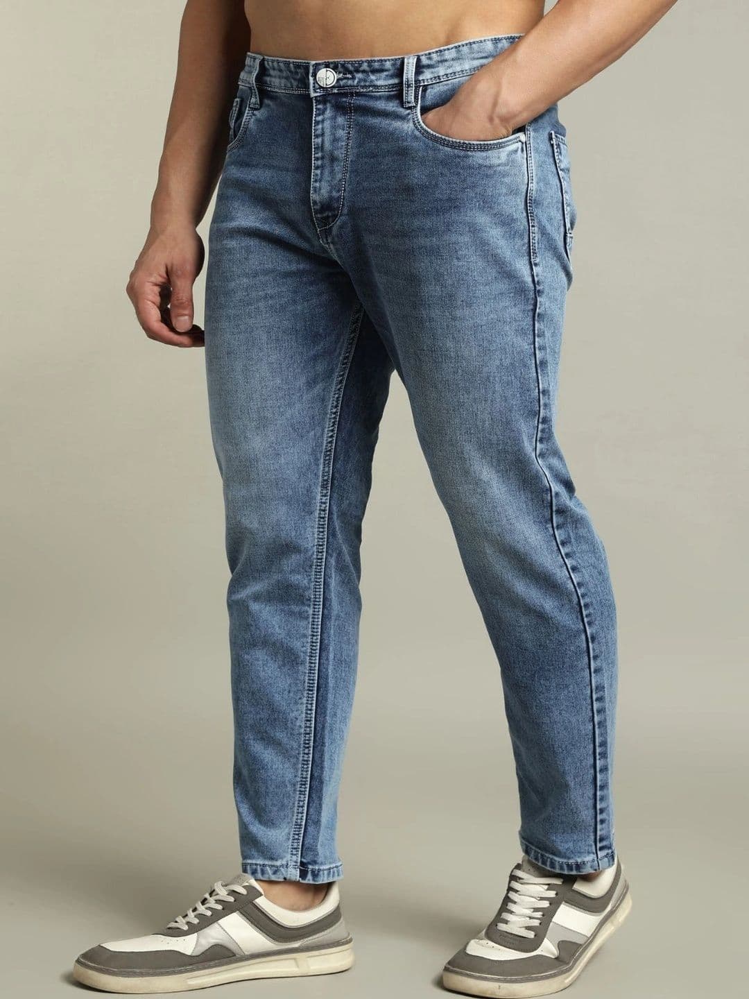 PAUL STREET Men Comfort Relaxed Fit Mid-Rise Light Fade Stretchable Jeans thumbnail 6