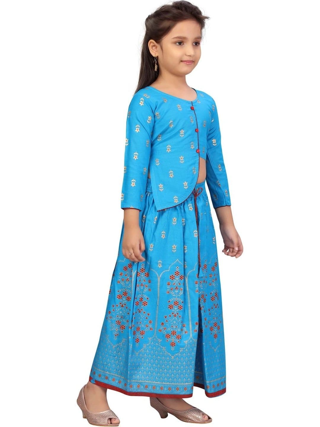 BAESD Girls Printed Print Ready to Wear Lehenga & Blouse thumbnail 5