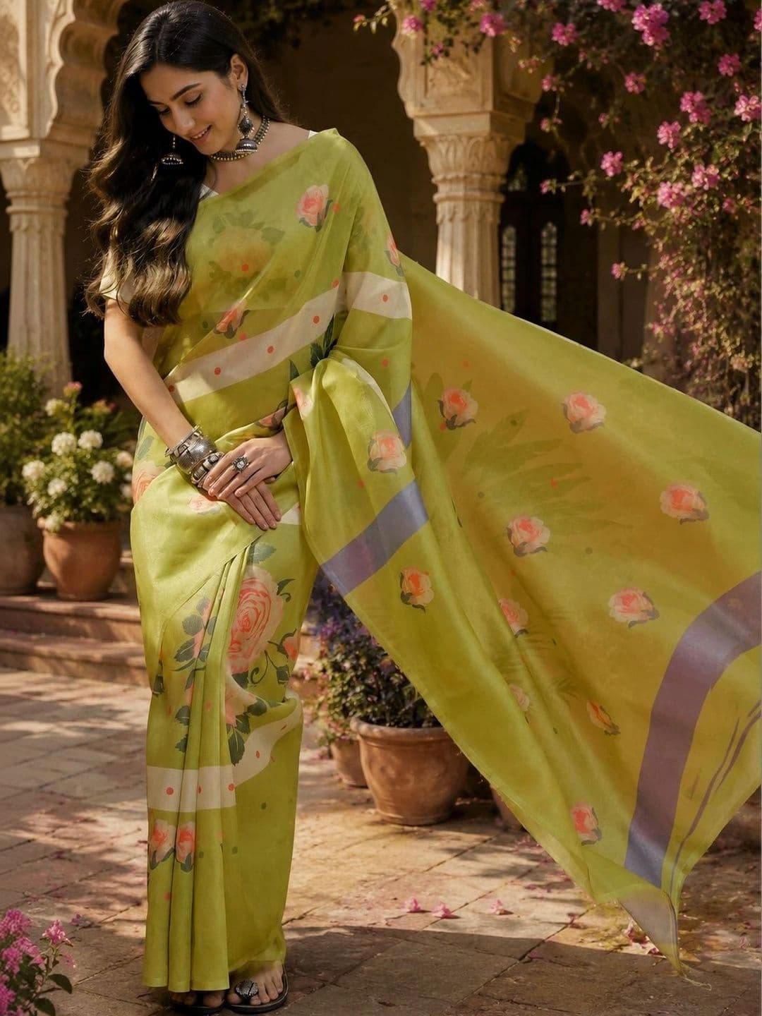 BORAD FASHION Women Fusion Chanderi Saree thumbnail 3