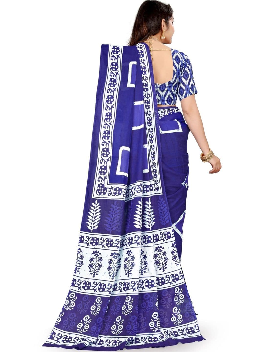 BARATHEON Floral Pure Cotton Saree thumbnail 3