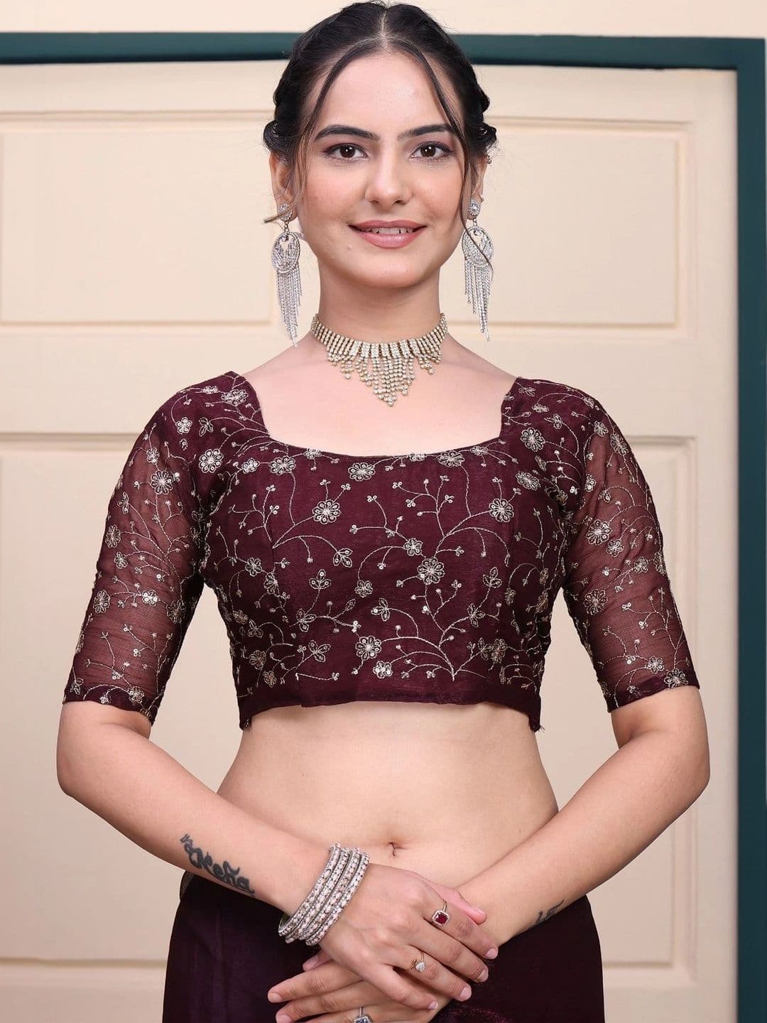 SINGHVI COUTURE Embroidered Organza Saree thumbnail 6