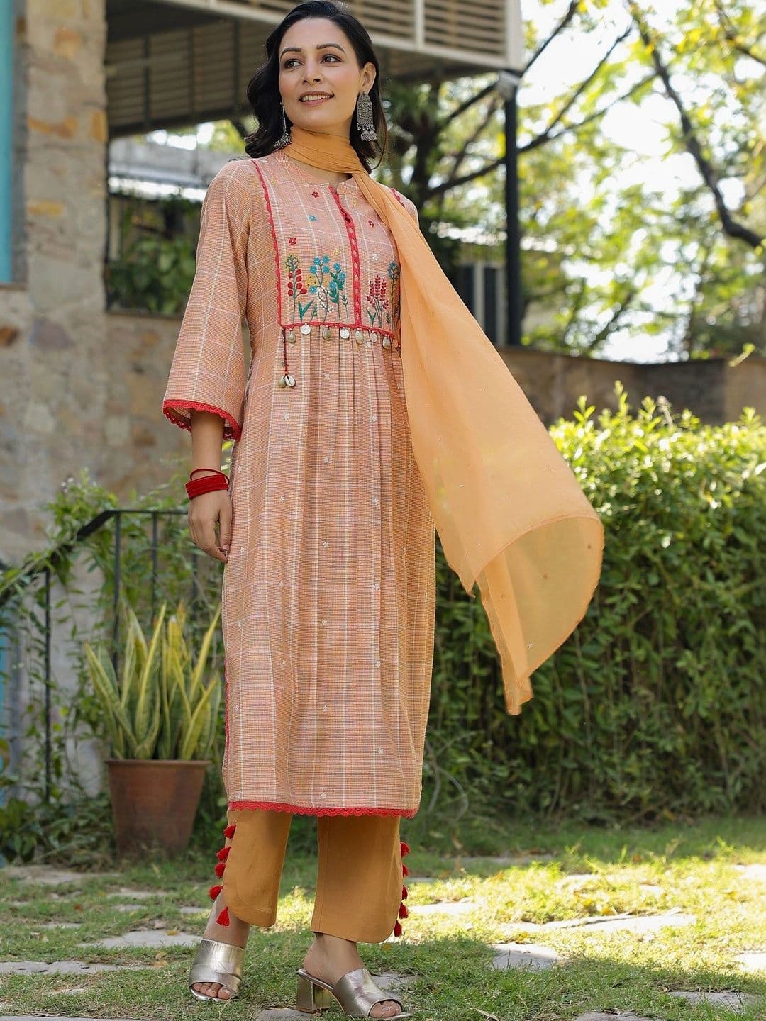 Stylet Women Work Pure Cotton Kurta with Trousers & With Dupatta thumbnail 2