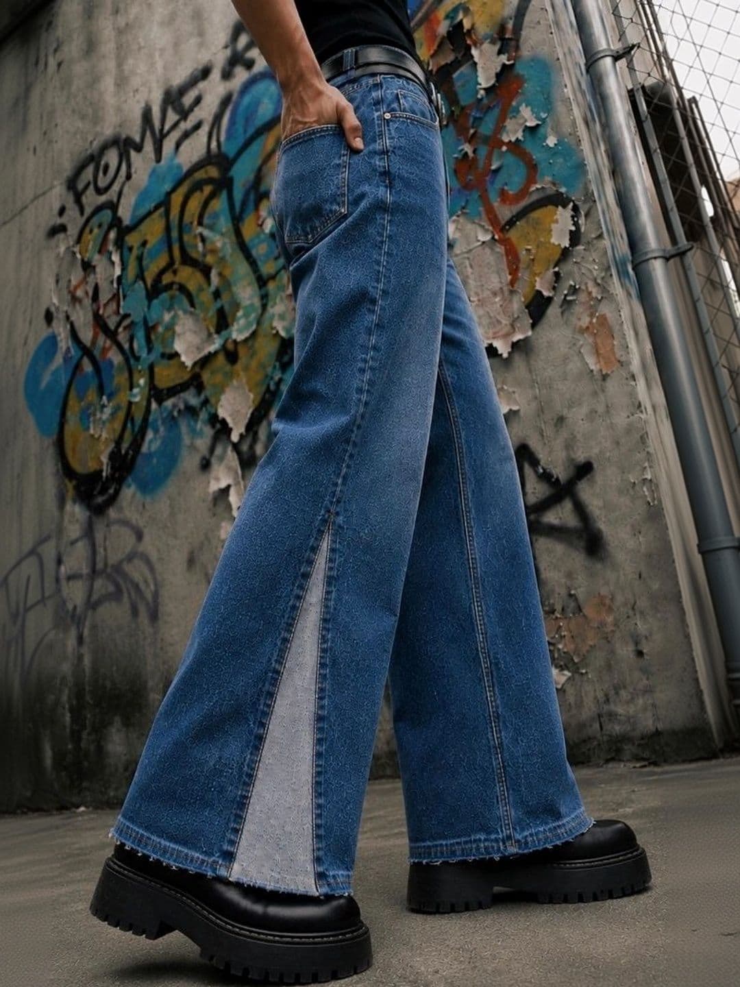 Bene Kleed Men Wide Leg Mid-Rise Light Fade Coated Jeans thumbnail 5