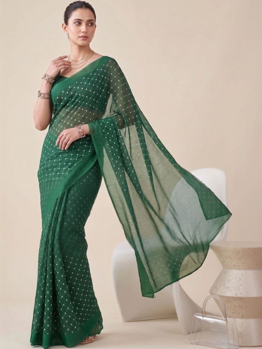BORAD FASHION Embellished Embroidered Designer Chanderi Saree thumbnail 3