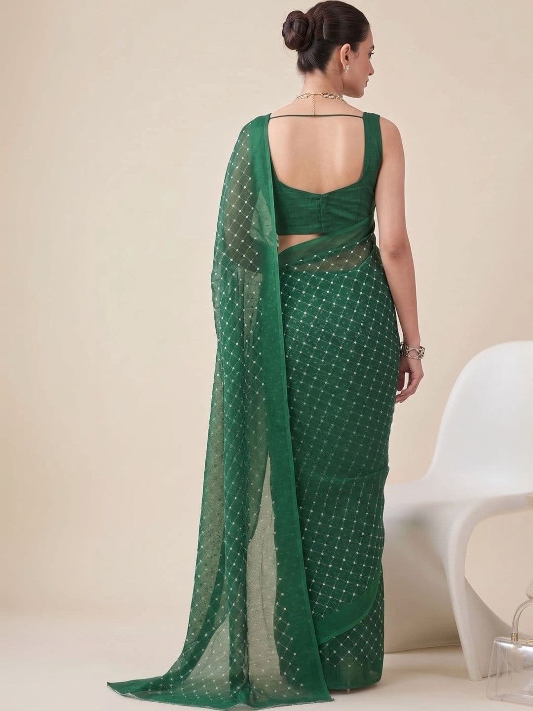 BORAD FASHION Embellished Embroidered Designer Chanderi Saree thumbnail 2