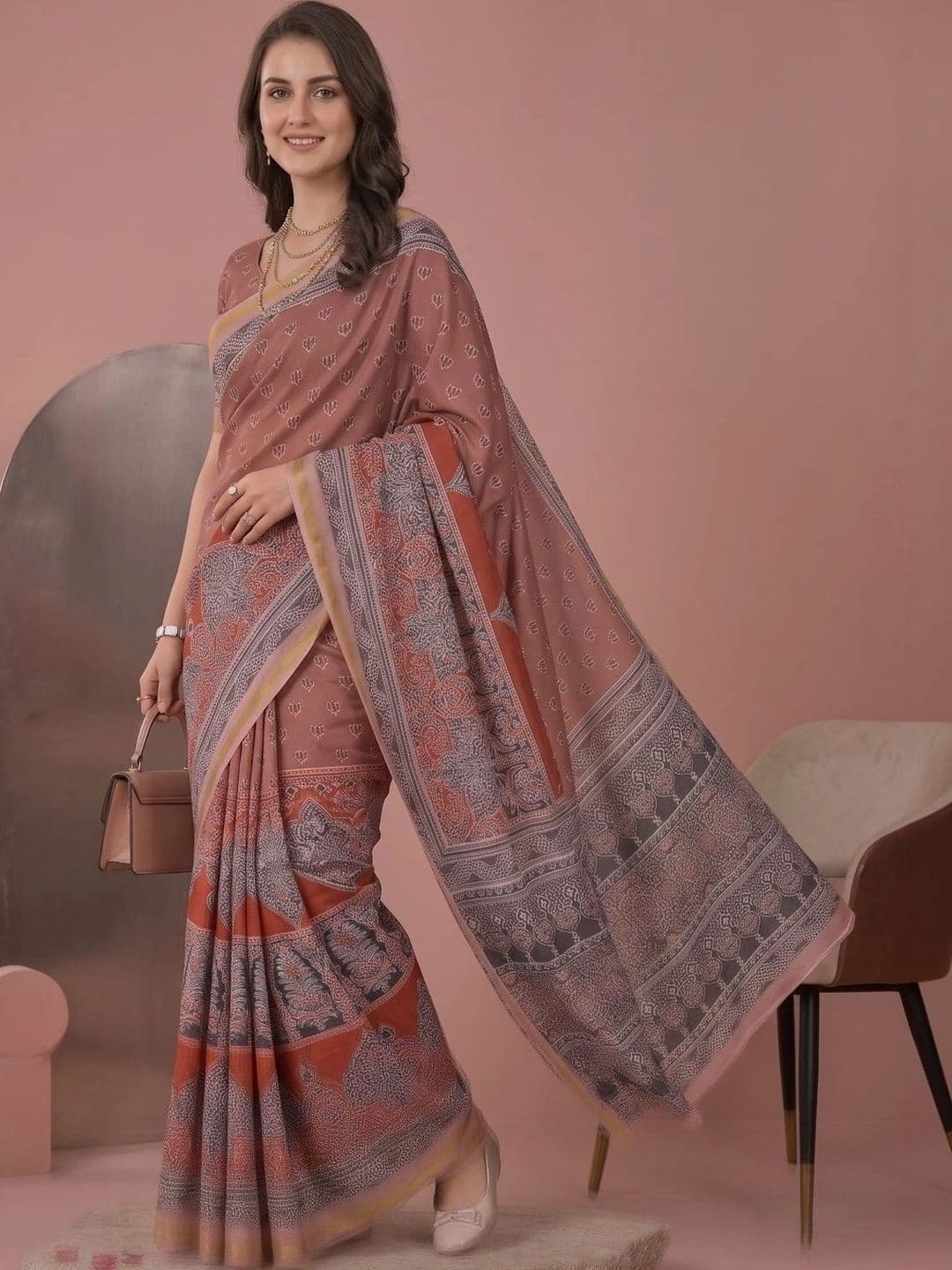 BORAD FASHION Designer Chanderi Saree thumbnail 4