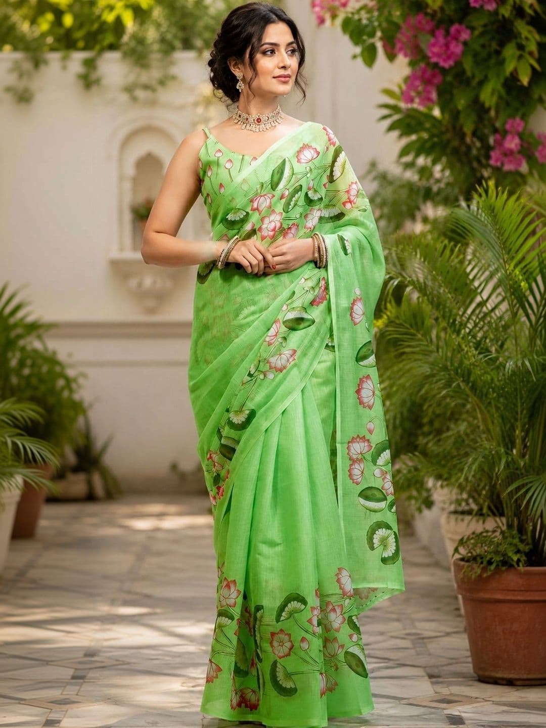 BORAD FASHION Floral Designer Chanderi Saree - view 1
