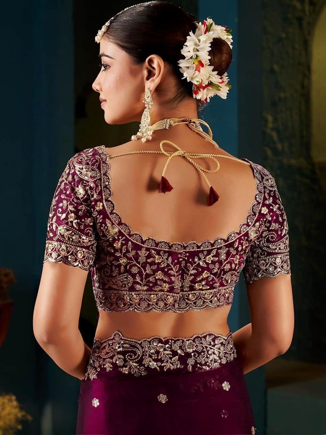 KALINI Embellished Embroidered Silk Blend Heavy Work Saree thumbnail 3