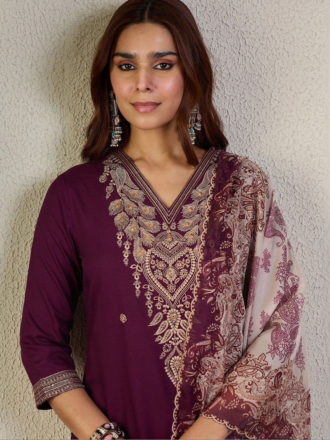 Anouk Women Ethnic Motifs Embroidered Regular Thread Work Kurta -Palazzos & With Dupatta thumbnail 5