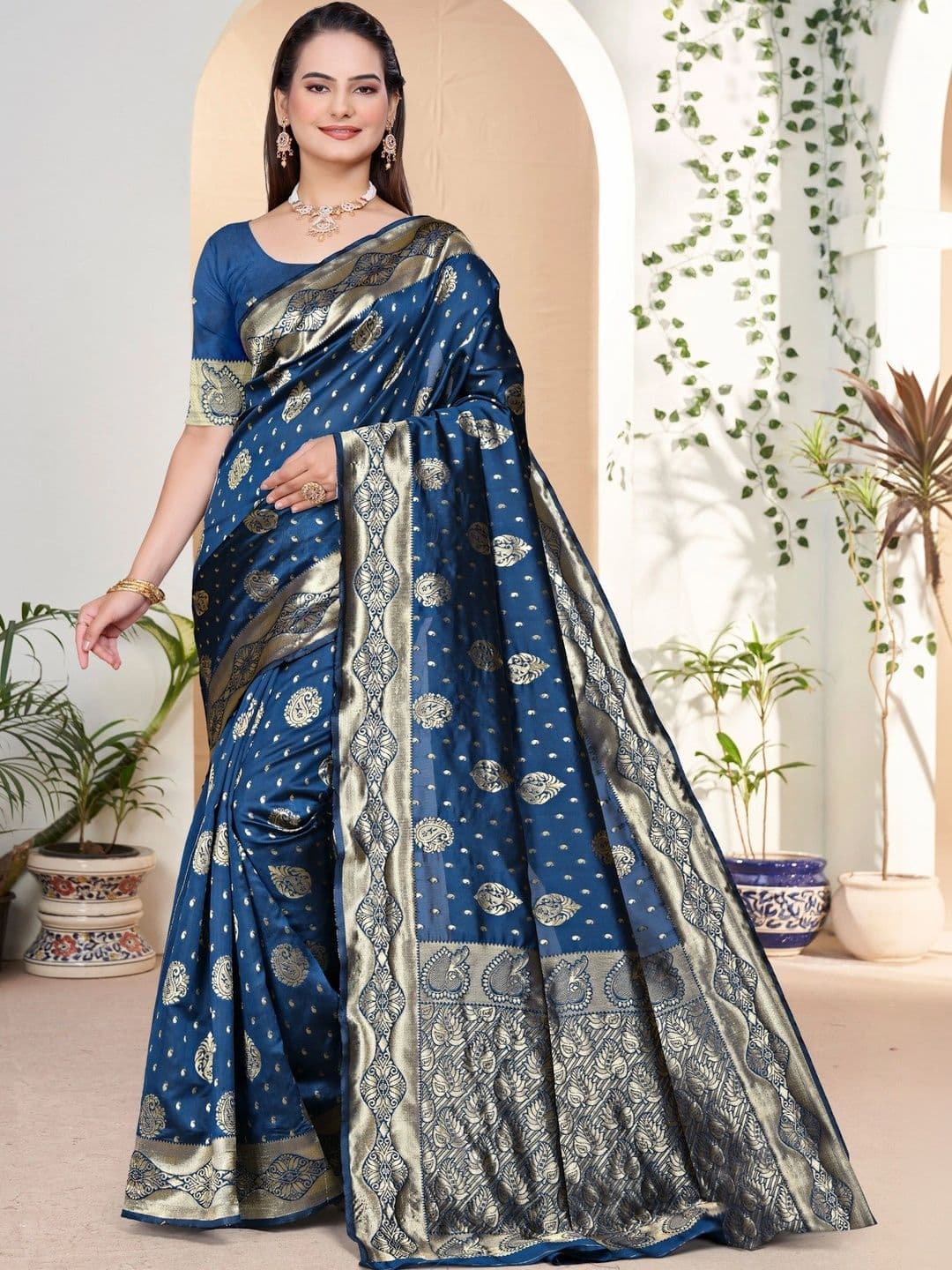 revika Woven Design Zari Art Silk Designer Kanjeevaram Saree - view 1