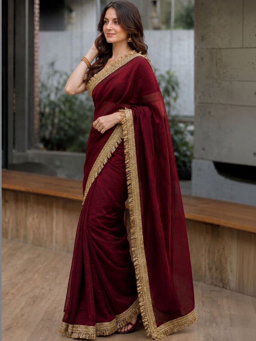 KALINI Silk Blend Heavy Work Saree thumbnail 3