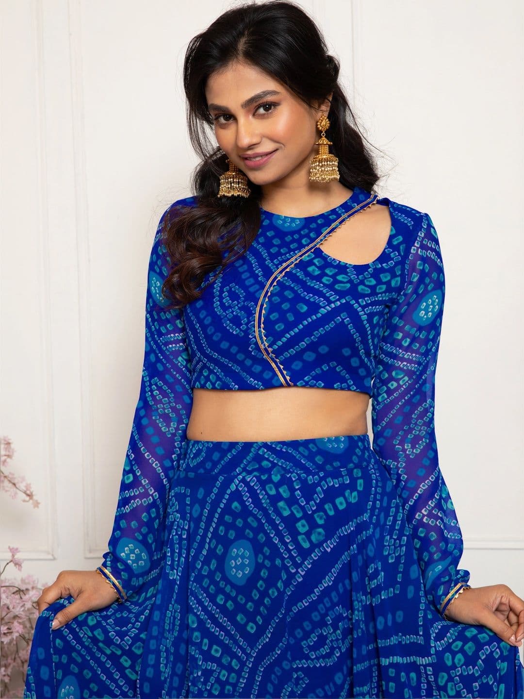 NEW UNIQUE DESI Printed Ready to Wear Lehenga & Blouse Taping thumbnail 6