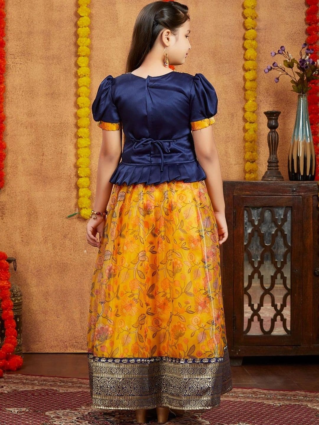 BAESD Girls Embroidered Thread Work Ready to Wear Lehenga & thumbnail 5