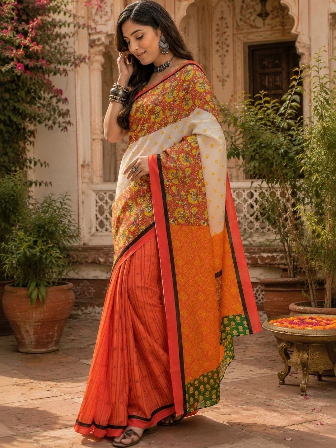 BORAD FASHION Floral Designer Chanderi Saree thumbnail 3