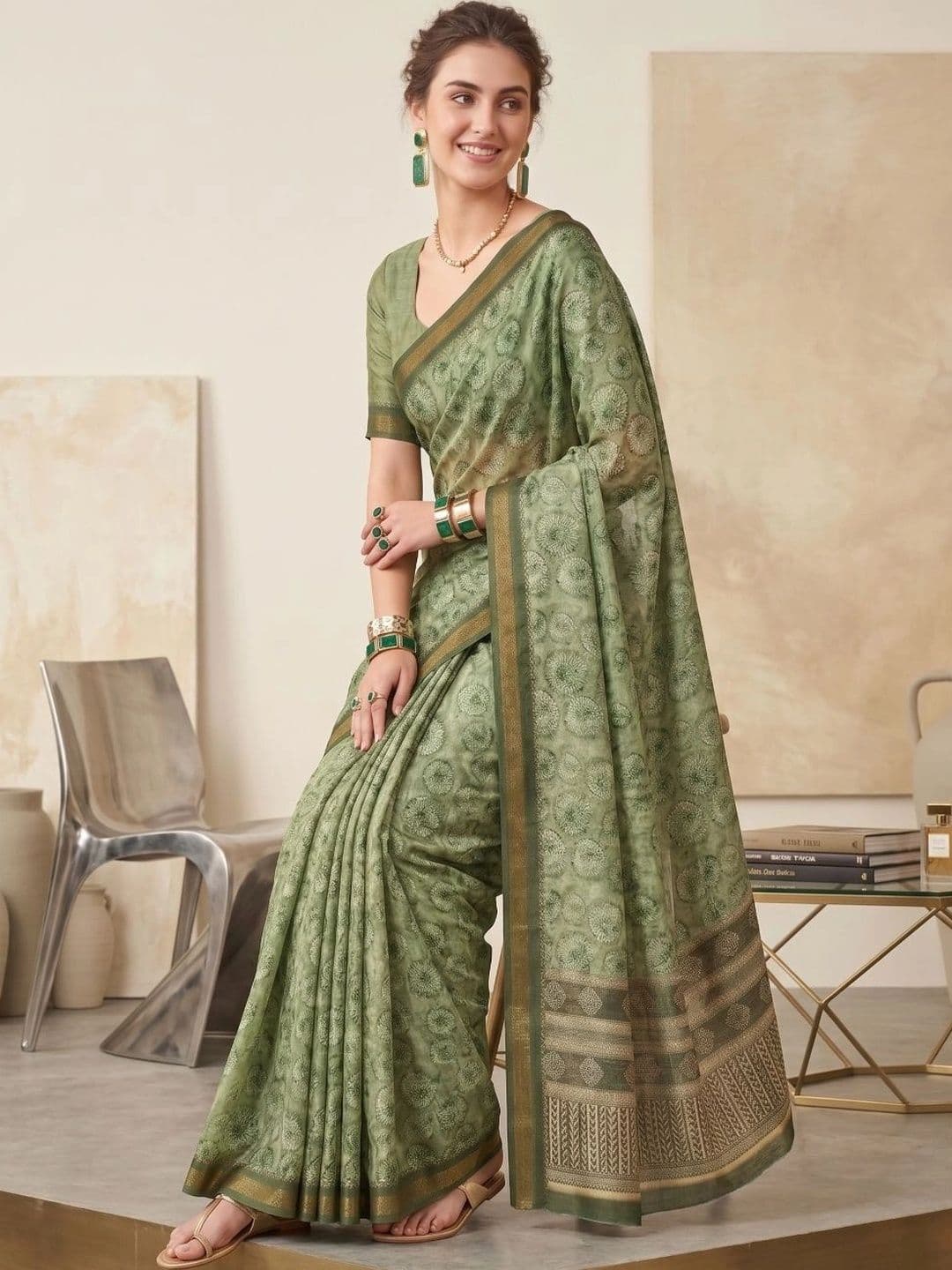BORAD FASHION Designer Chanderi Saree thumbnail 2