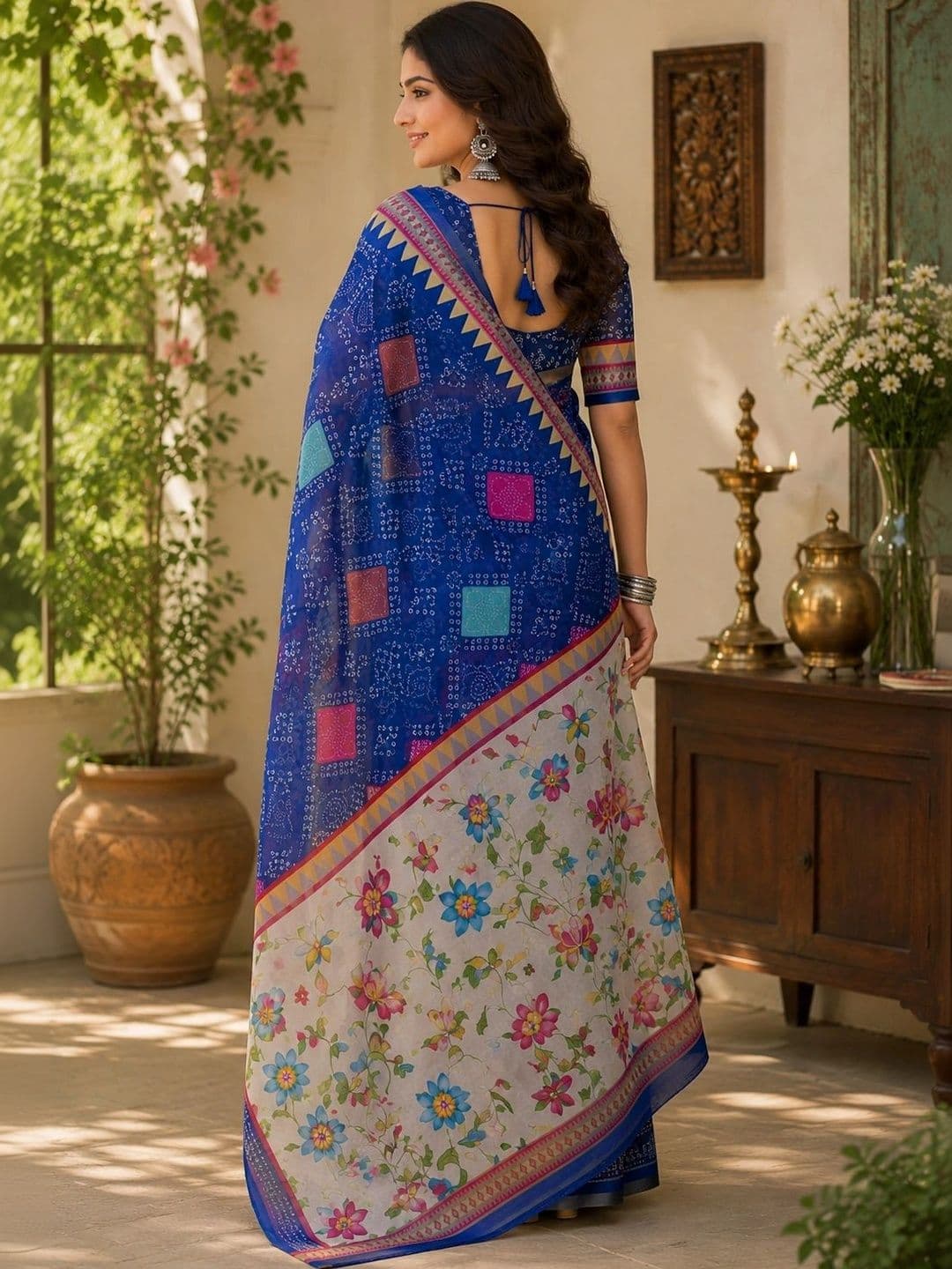 BORAD FASHION Floral Designer Chanderi Saree thumbnail 3