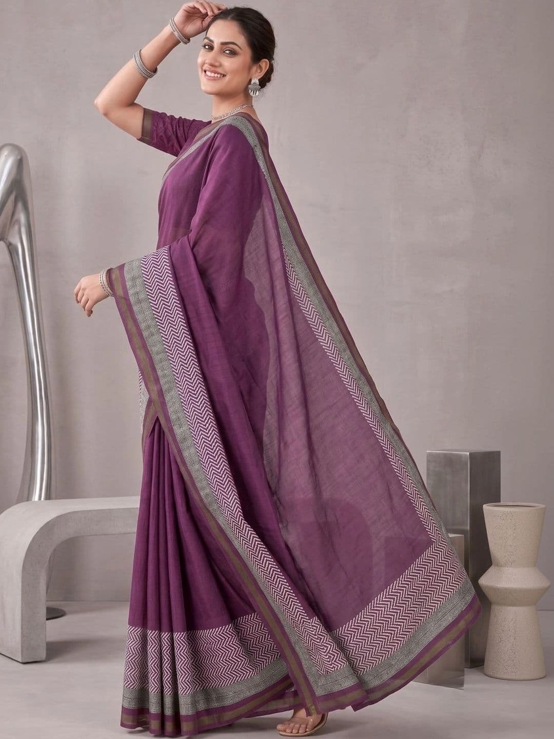 BORAD FASHION Designer Chanderi Saree thumbnail 4