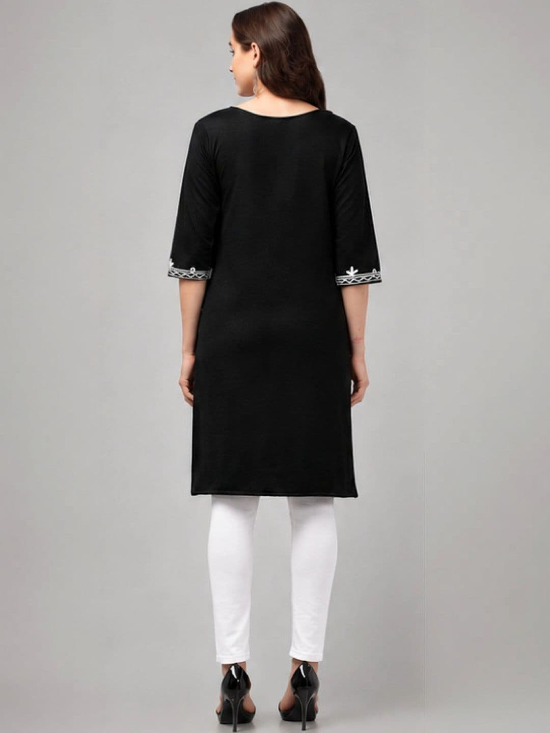 ERUDITE CLUB Women Ethnic Motifs Embroidered Thread Work Woollen Kurta thumbnail 2