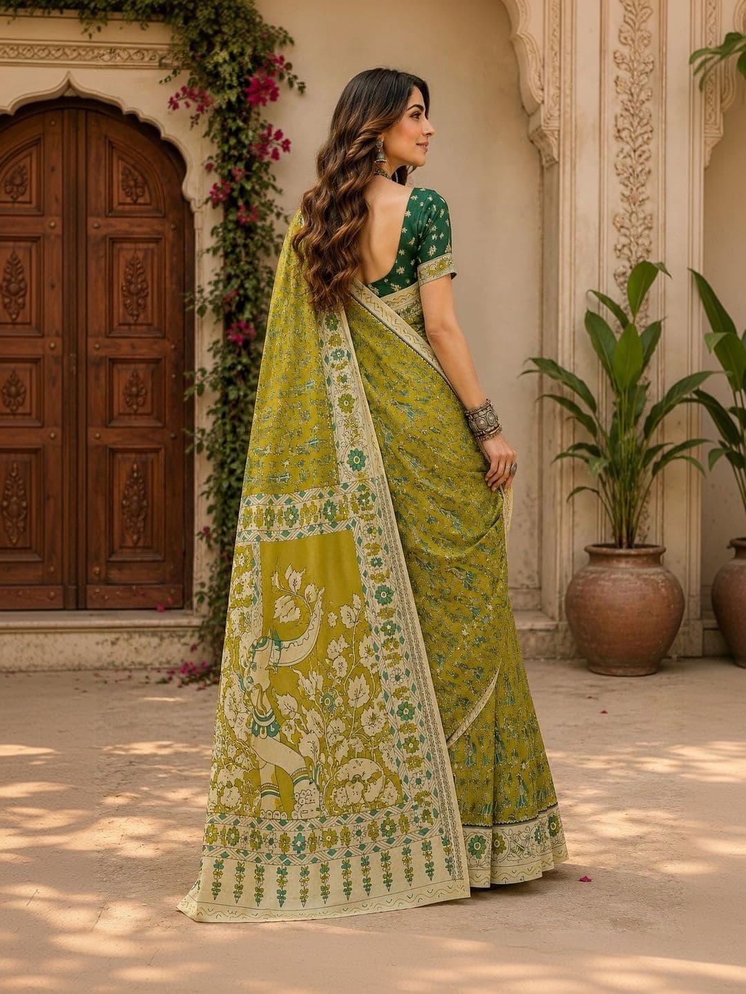 BORAD FASHION Kalamkari Designer Chanderi Saree thumbnail 4