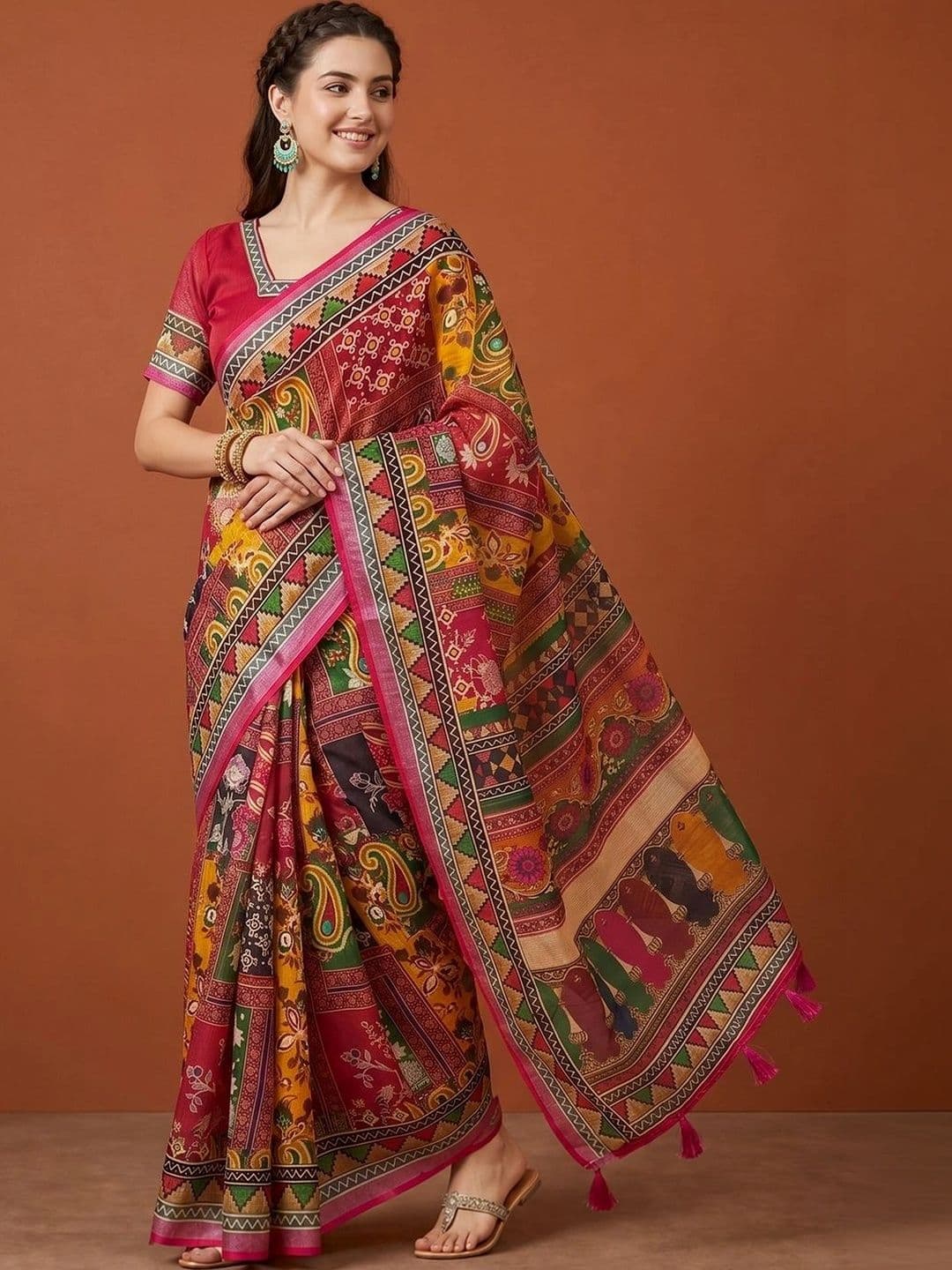Suha Kalamkari Silk Blend Saree thumbnail 2